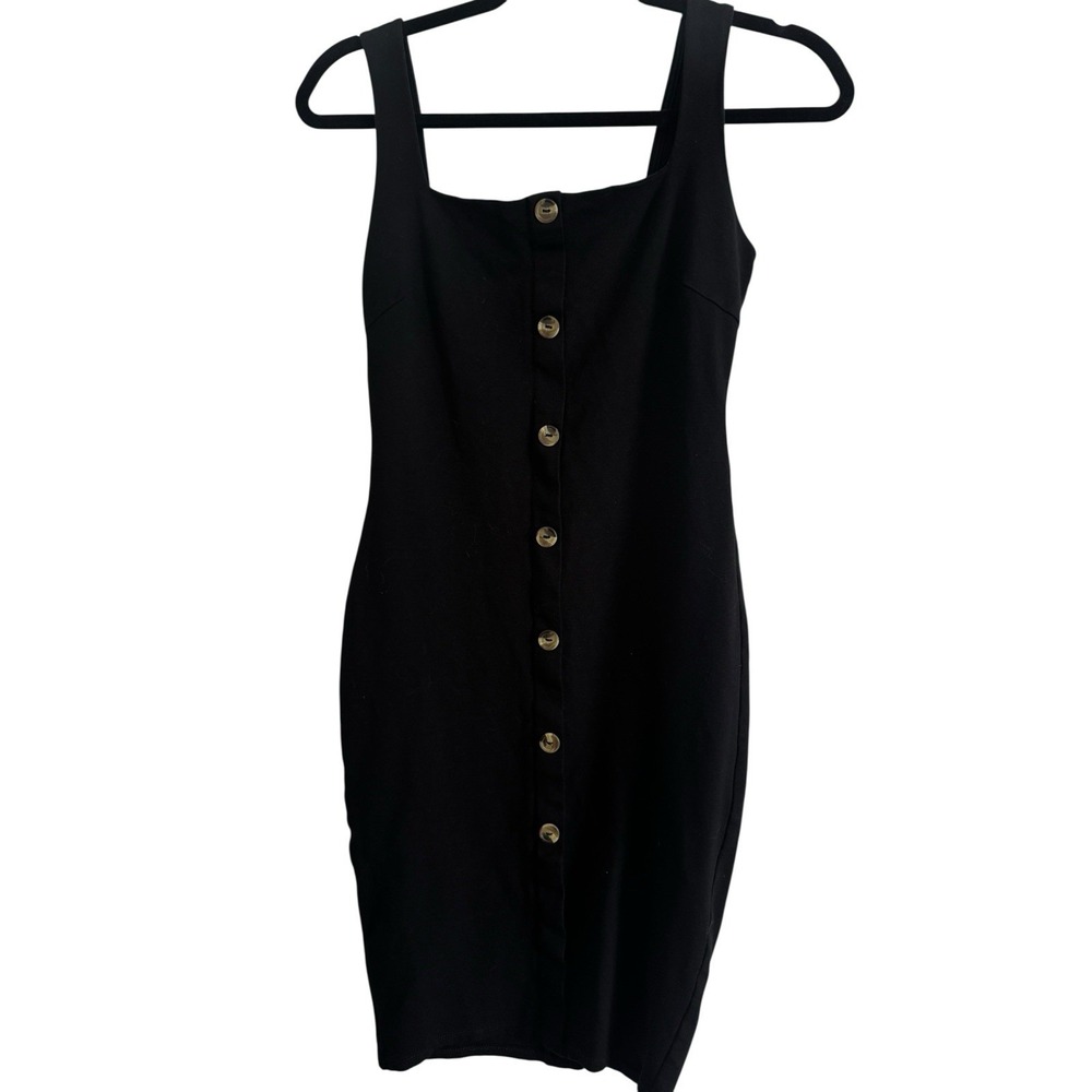 Black Button Up Bodycon Mini Dress Size Small Shinestar Vintage‎ Y2K
